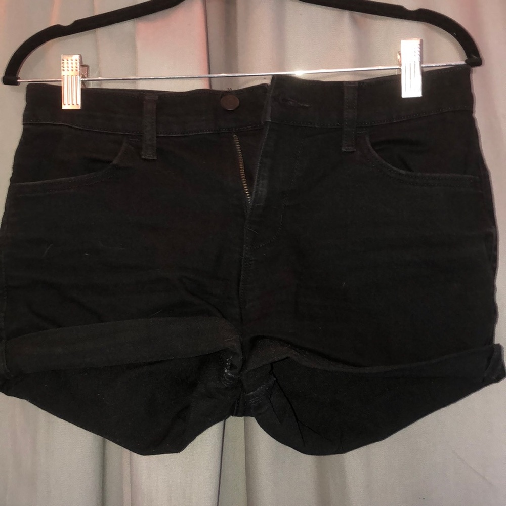 Black denim shorts